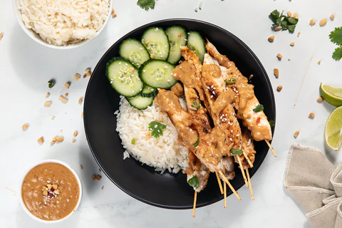 Projects | Satay Chicken Skewers & Rice