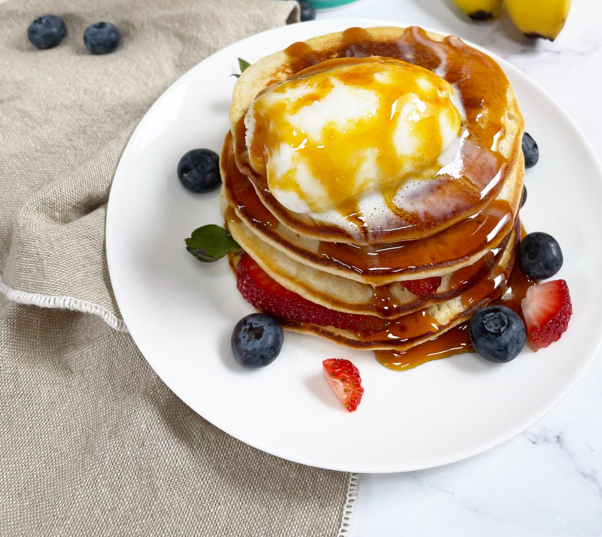 Protein Pancakes with Salted Caramel Ice Cream