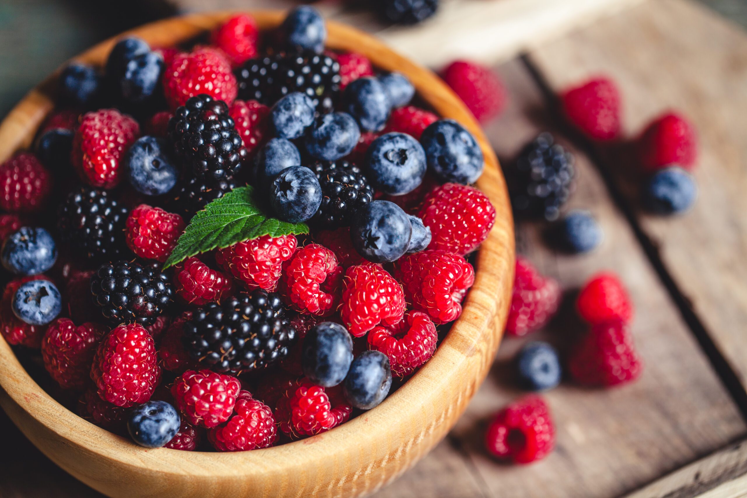 A bowl of berries.